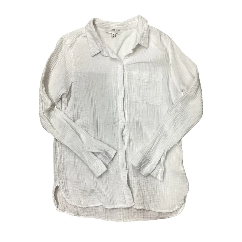 Top Long Sleeve By Anne Klein In White, Size: S