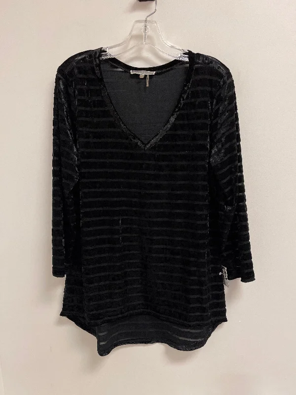 Top Long Sleeve By Sioni In Black, Size: L