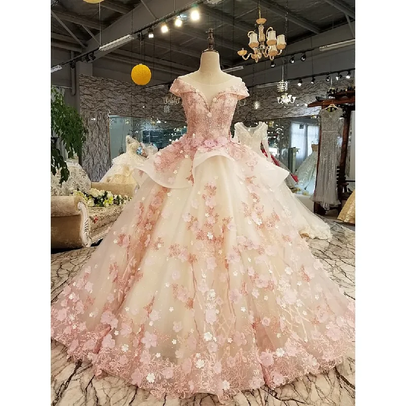 Ingvn Pink Princess Quinceanera Dress 2024 Appliques Beads 3D Flowers Prom Party Sweet 16 Ball Gown  gh2074