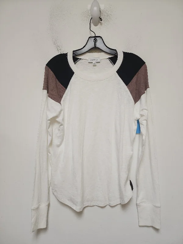 Top Long Sleeve Basic By Evereve In Black & White, Size: S