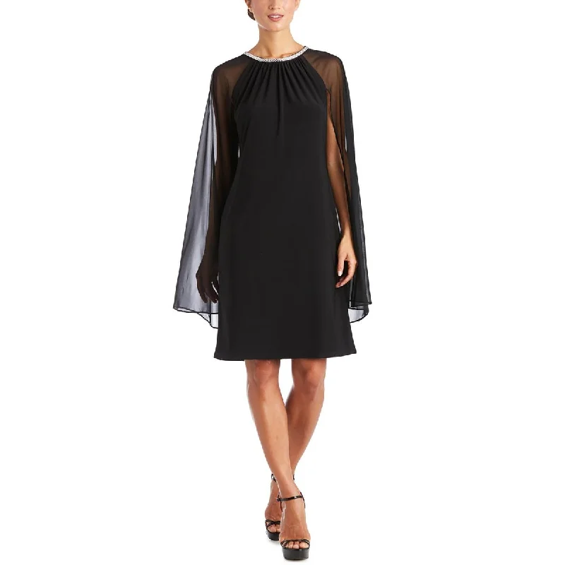 R&M Richards Womens Embellished Cape Cocktail and Party Dress