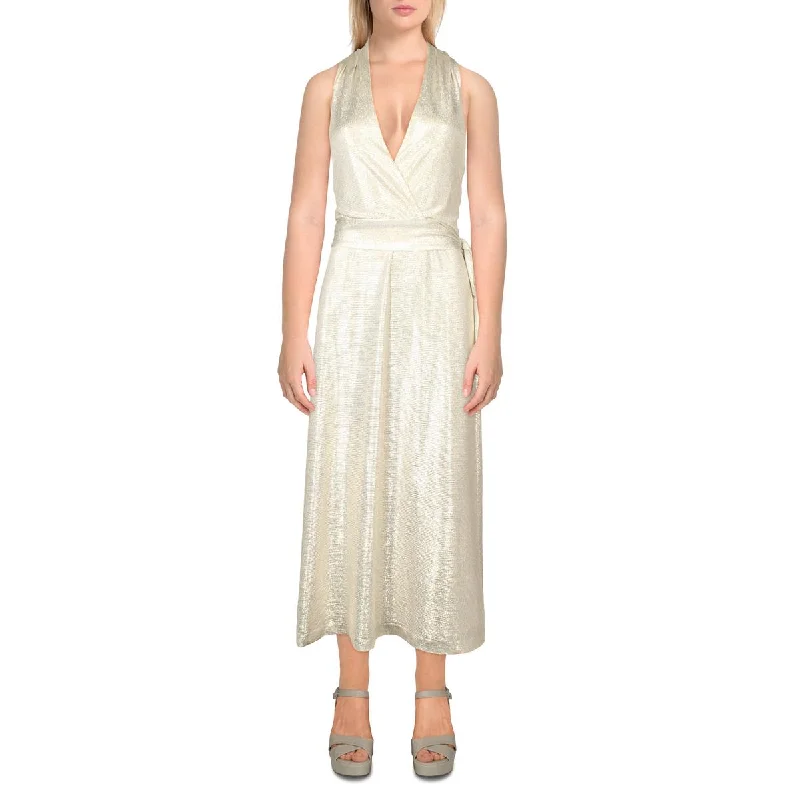 Lauren Ralph Lauren Womens Metallic Halter Cocktail And Party Dress