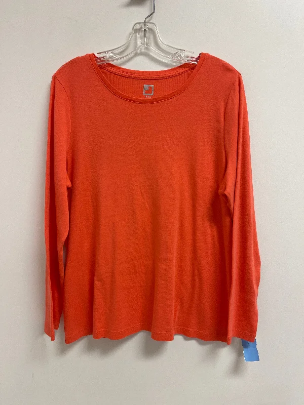 Top Long Sleeve Basic By Jcp In Orange, Size: 1x