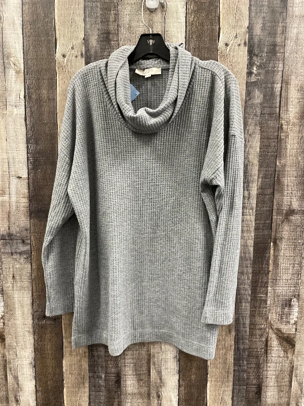 Tunic Long Sleeve By Loft In Grey, Size: L