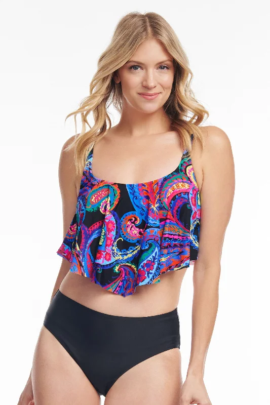 Flounce Bikini Top in French Paisley