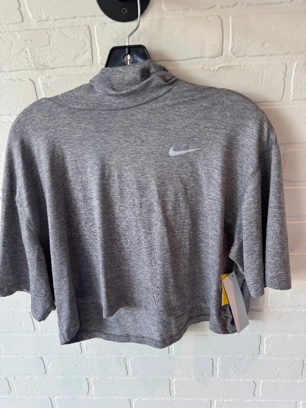 Athletic Top Short Sleeve By Nike In Grey, Size: Xl