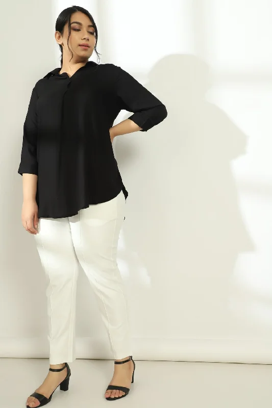 Black Centre Pleat Top