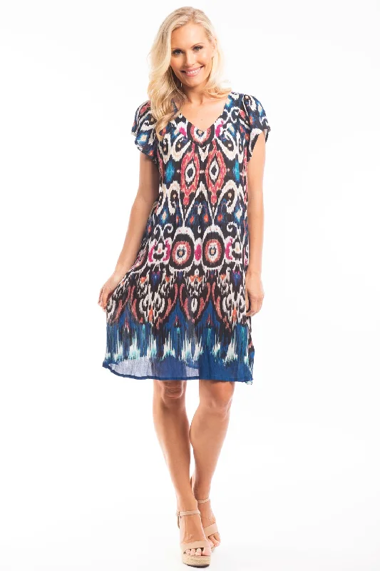 Blue Rust Crinkle Tunic Dress