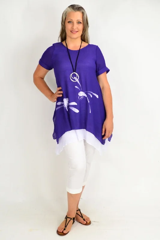 Purple Dragonfly Tunic Top