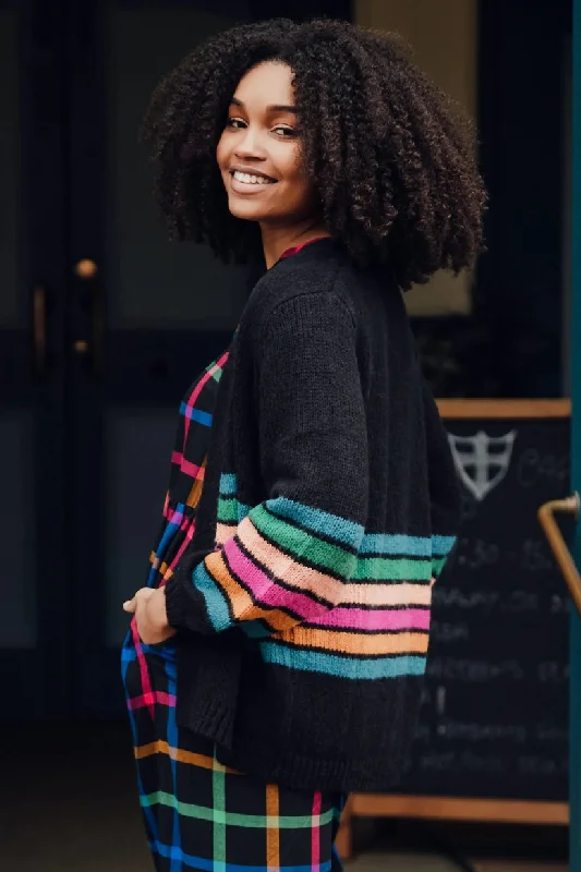 Sugarhill Brighton Yvette Cardigan Block Stripes Black