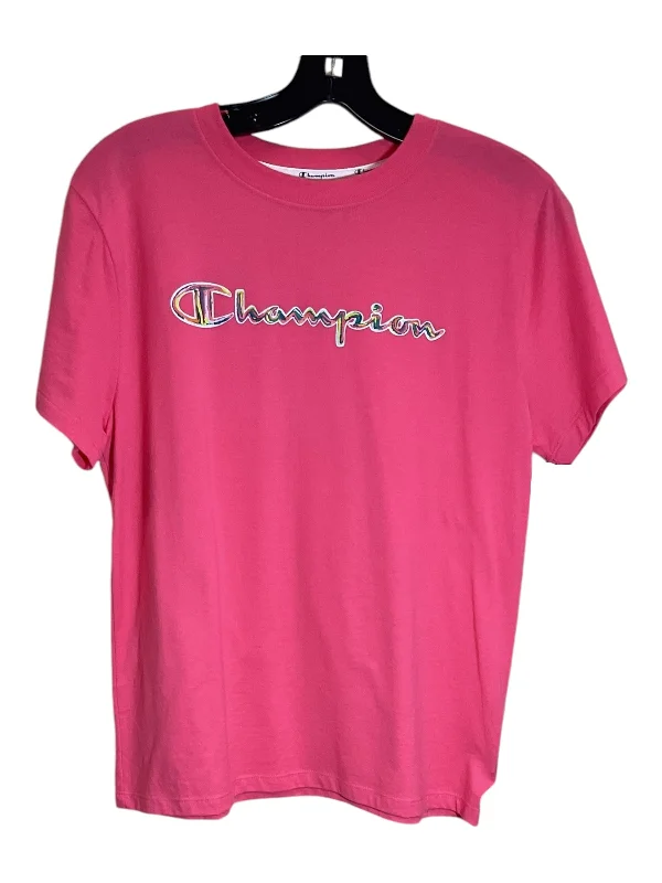 Top Short Sleeve By Champion In Pink, Size: M