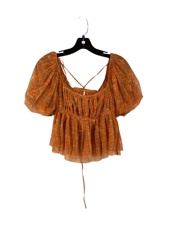 Top Short Sleeve By Free People In Orange, Size: Xs