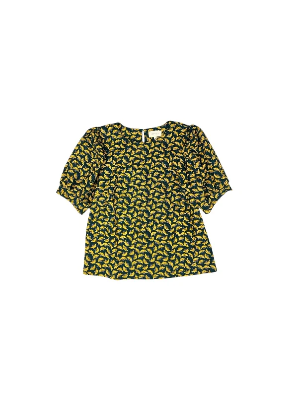 Top Short Sleeve By Melloday In Green & Yellow, Size: S