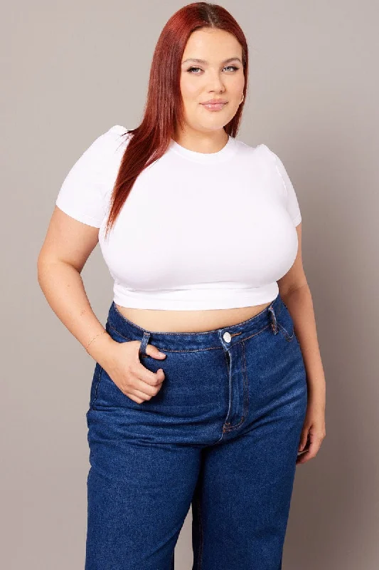 White T-shirt Short Sleeve Crew Neck Seamless