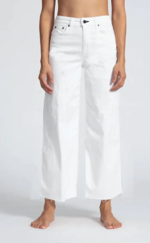 Crop Twill Pant In White