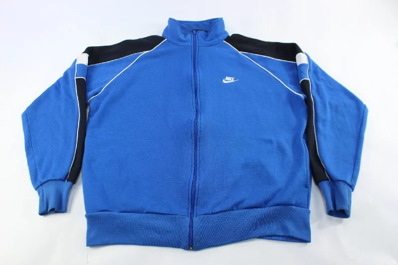 80's Nike Embroidered Logo Blue, Black & White Zip Up Jacket