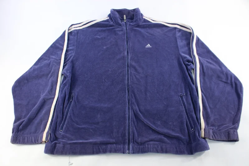 Adidas Embroidered Logo Striped Zip Up Jacket