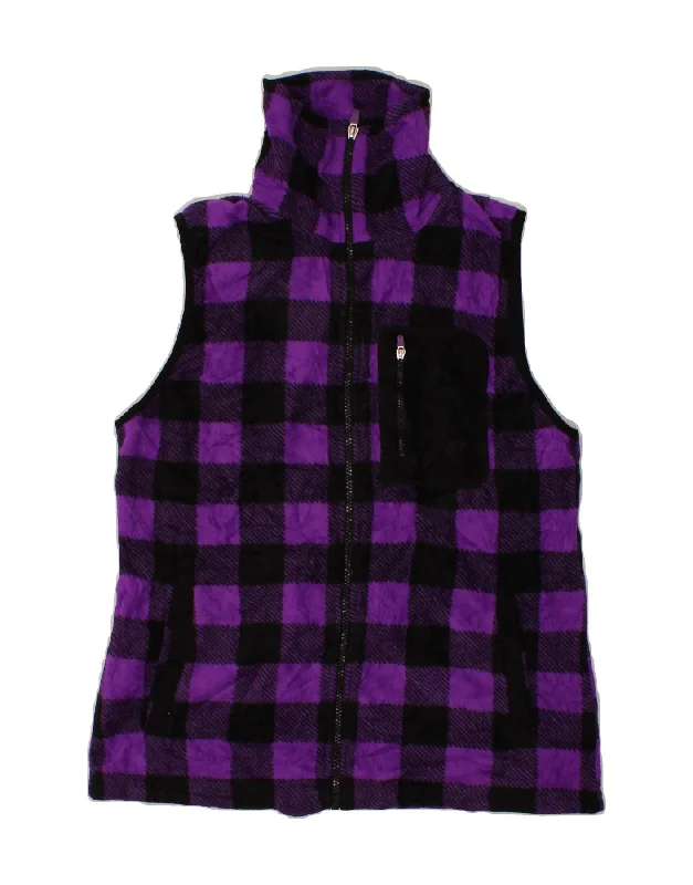 CHAPS Womens Fleece Gilet UK 14 Medium Purple Check Polyester