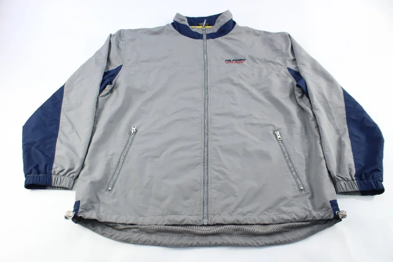 Hilfiger Athletics Embroidered Navy Blue & Grey Zip Up Jacket