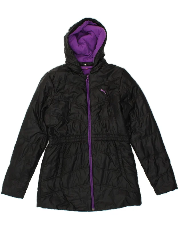 PUMA Womens Hooded Windbreaker Coat UK 12 Medium Black