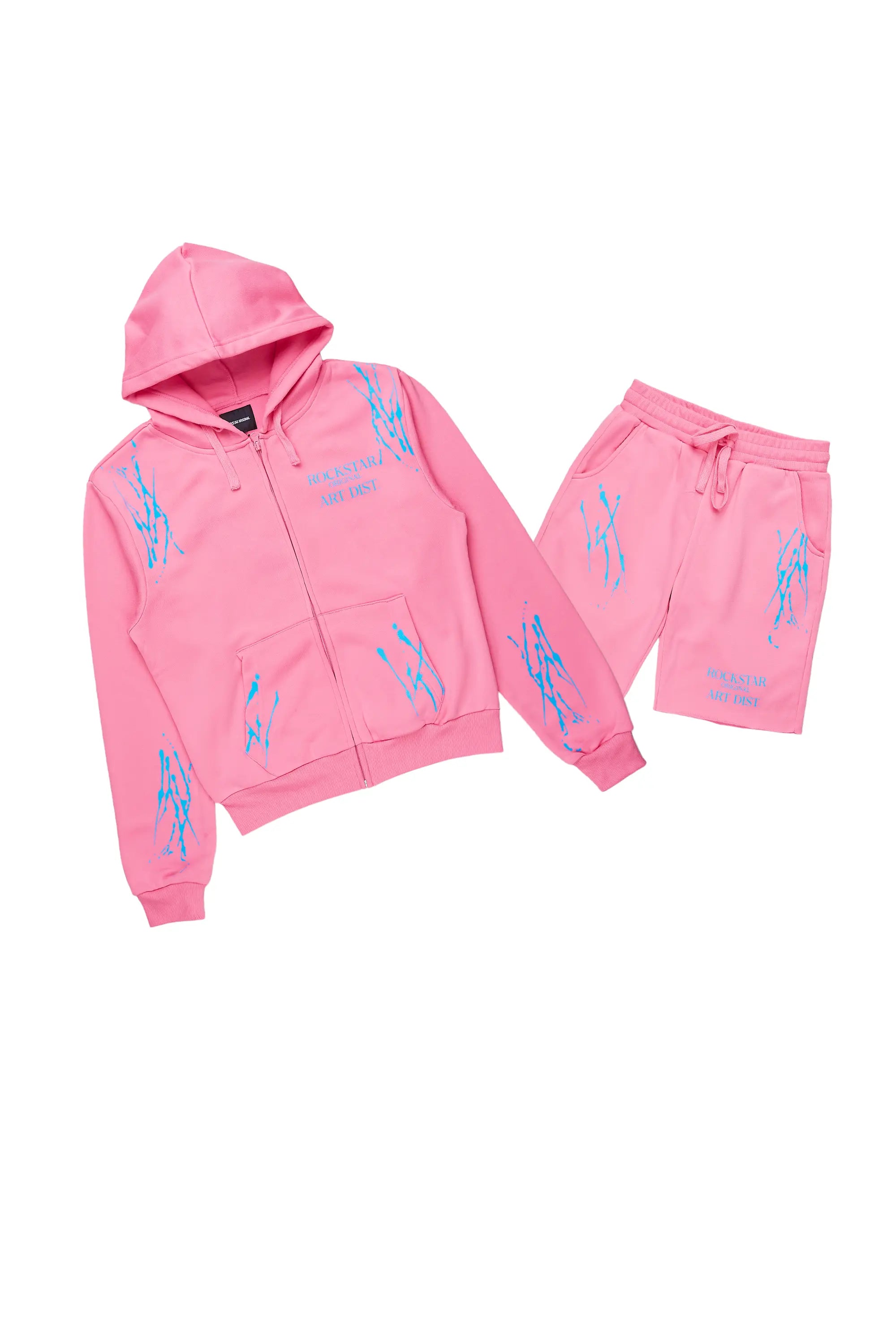 Destinee Bubblegum Pink Zip Up Short Set