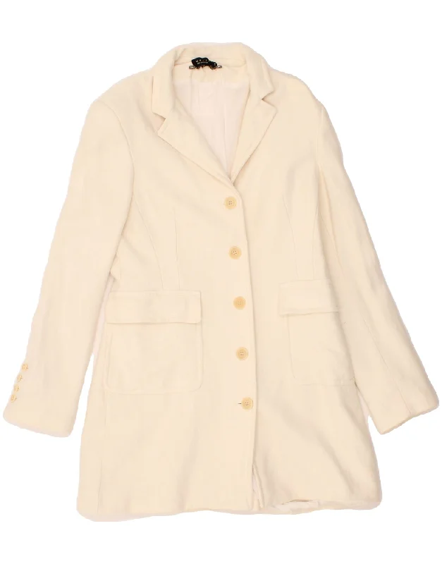 TWIN-SET Womens Overcoat UK 14 Large White Wool