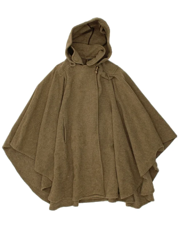 VINTAGE Womens Hooded Poncho Coat One Size Khaki