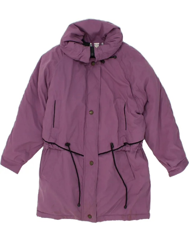 VINTAGE Womens Oversized Padded Coat UK 14 Medium Purple Polyester