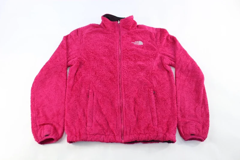 Women's The North Face Embroidered Logo Pink Fleece Zip Up Jacket