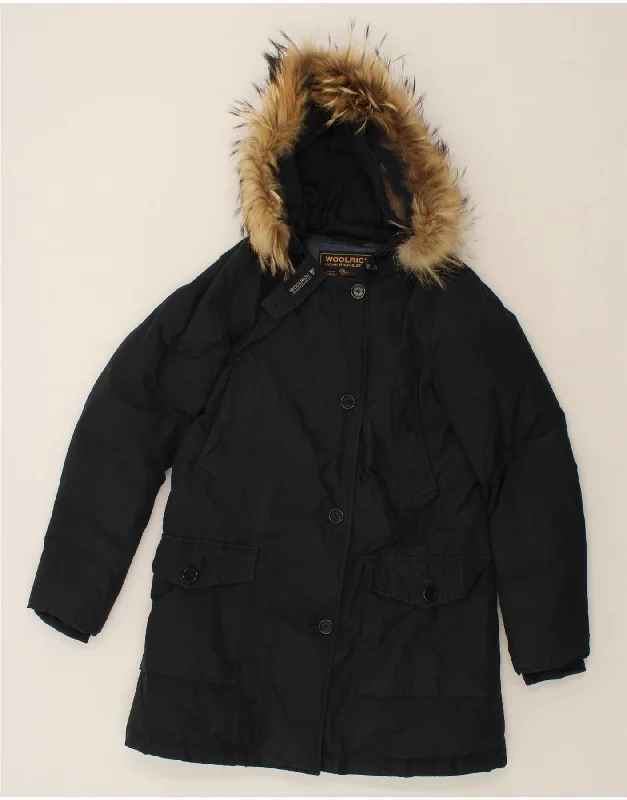 WOOLRICH Womens Hooded Padded Coat UK 12 Medium Black