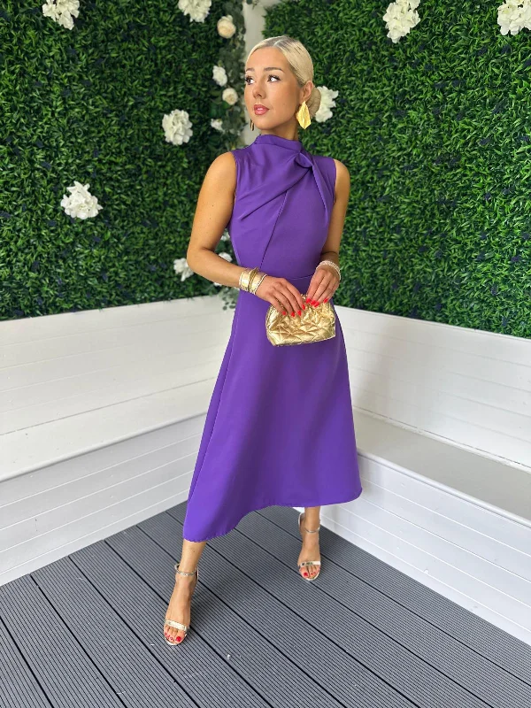 Kole Gathered Occasion Dress Purple