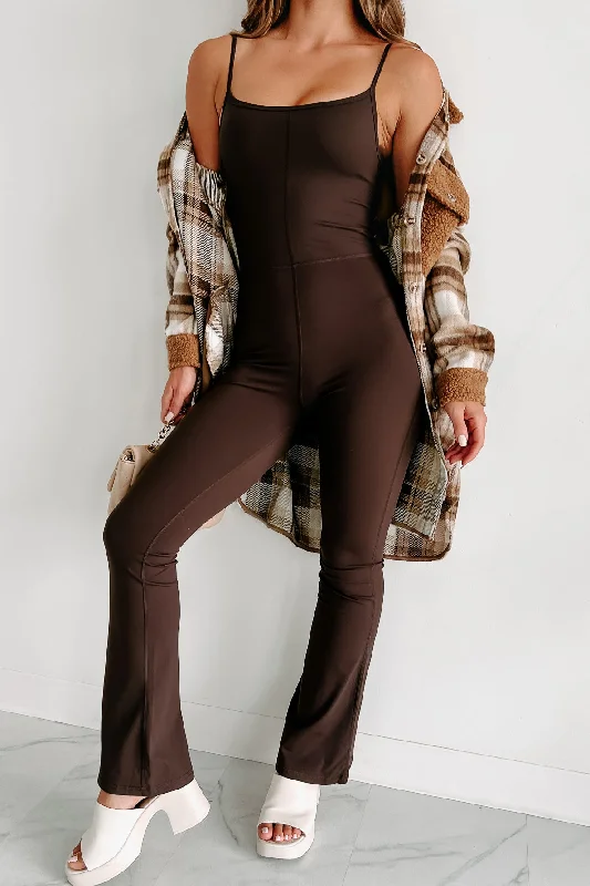 Roaming The City Flared Leg Cami Jumpsuit (Dark Chocolate)