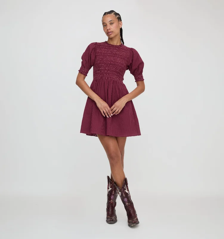 The Vivi Nap Dress - Burgundy Shadow Stripe