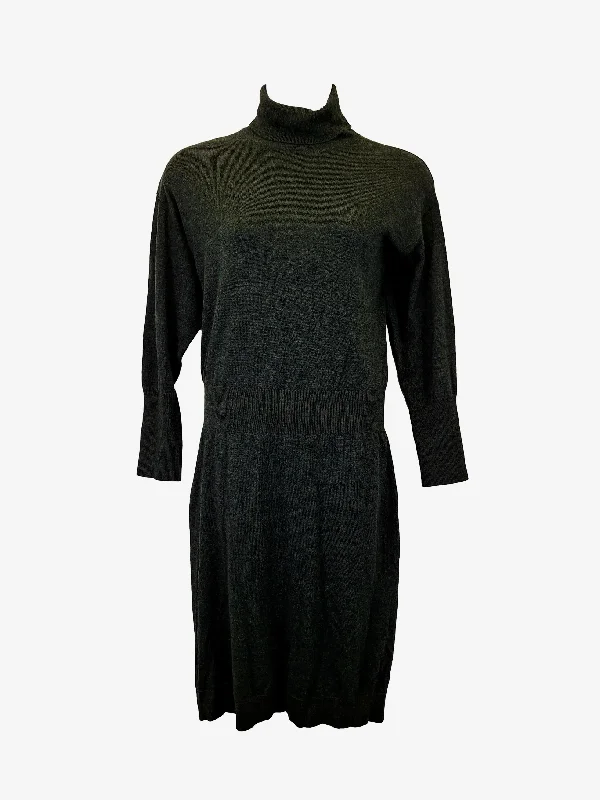 Cable Essential Moss Merino Midi Dress Size L