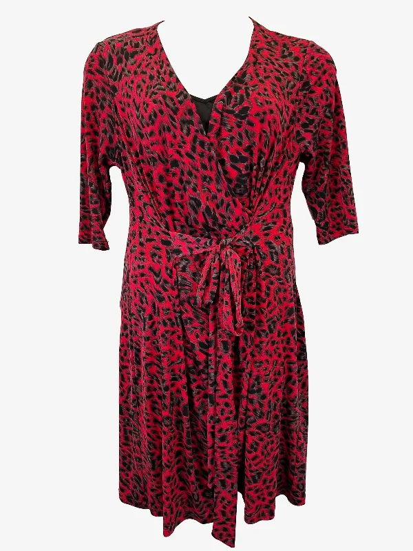 David Lawrence Ruby Leopard Wrap Midi Dress Size L