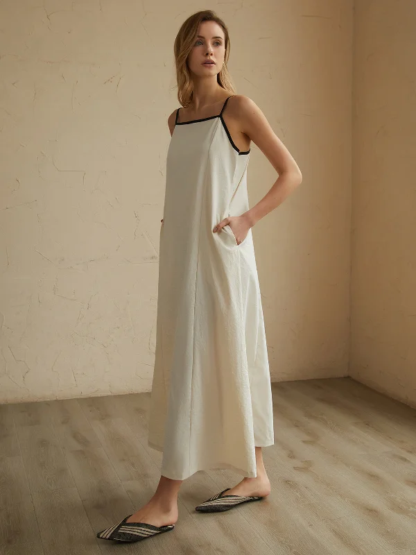 Minimalism Contrast Trim Long Dress