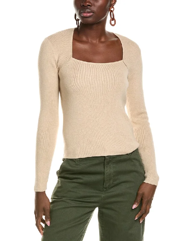 27 Miles Malibu womens  Square Neck Cashmere-Blend Pullover, xs, Brown