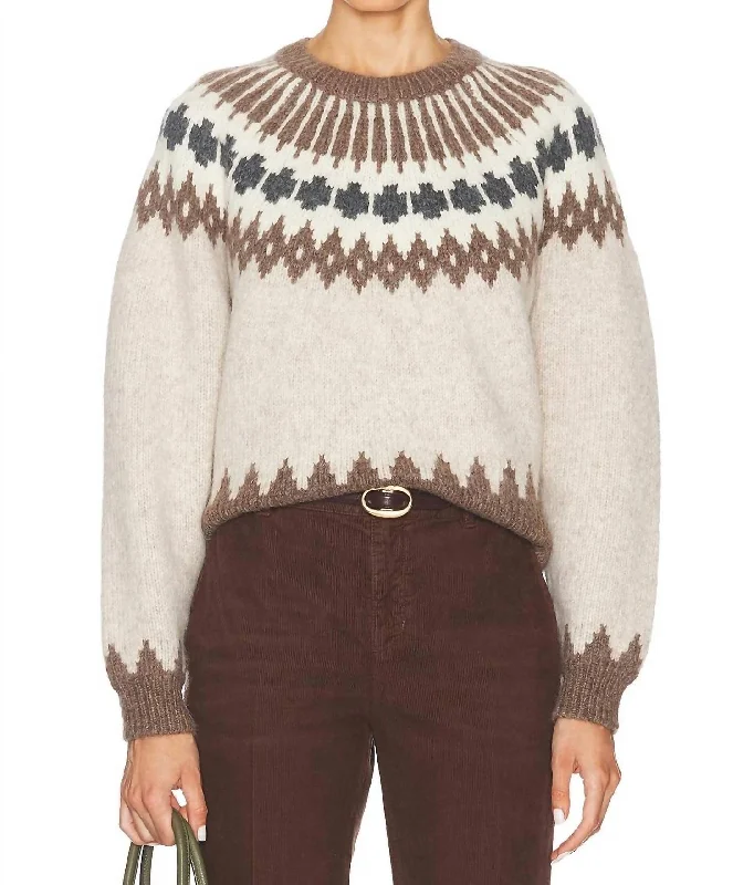 Alena Sweater In Oatmeal Fairisle