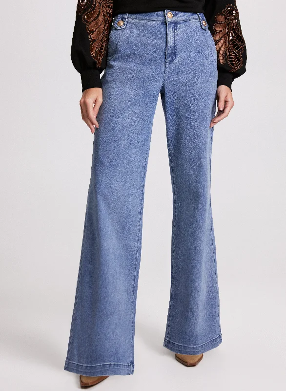 Faded Wide-Leg Jeans