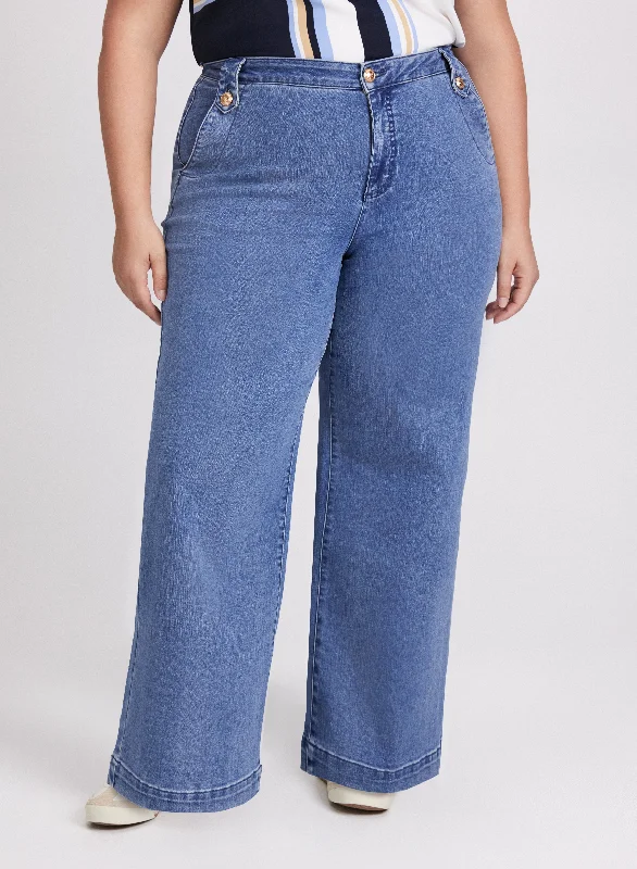 Faded Wide-Leg Jeans