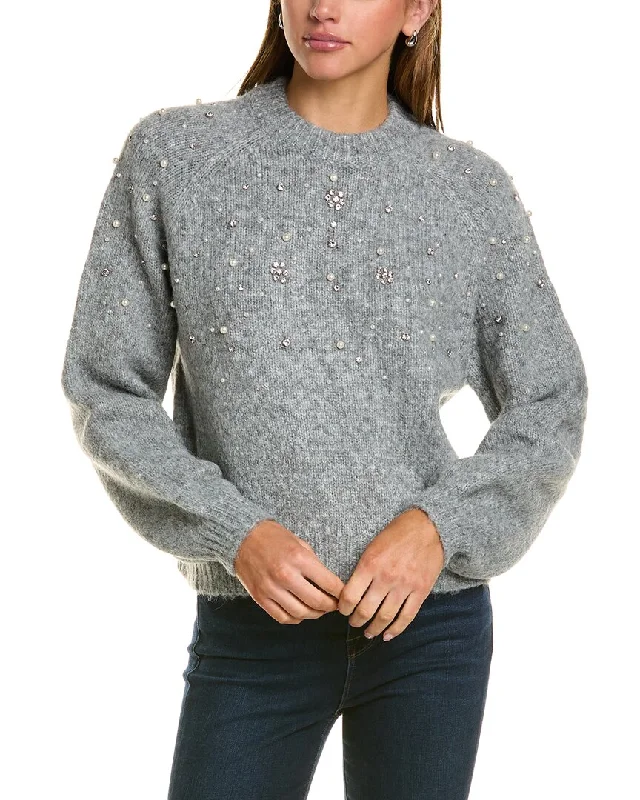 Lea & Viola Embellished Camel-Blend Sweater