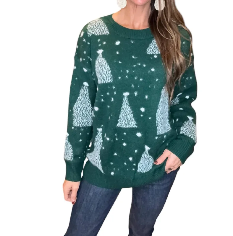 Miss Rue Cozy Sweater In Hunter Green