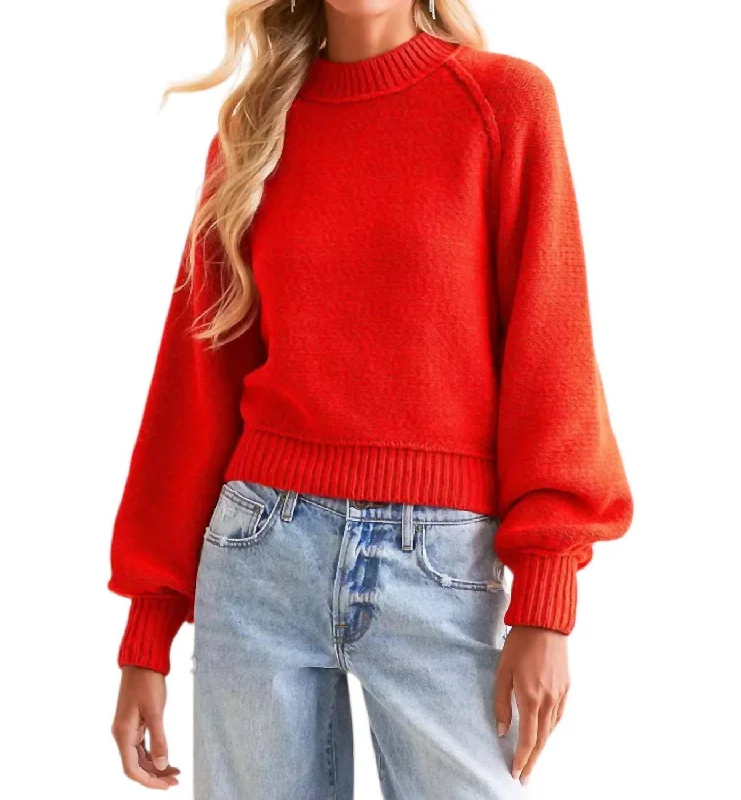 Riley Pullover Sweater In Red