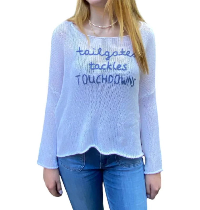 Tailgate Tackles Cotton Sweater In White